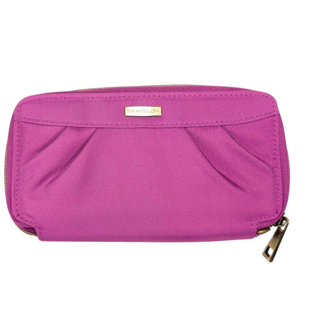 Travelon Purple Pleated Nylon Zippy RFID Travel Wallet Wristlet